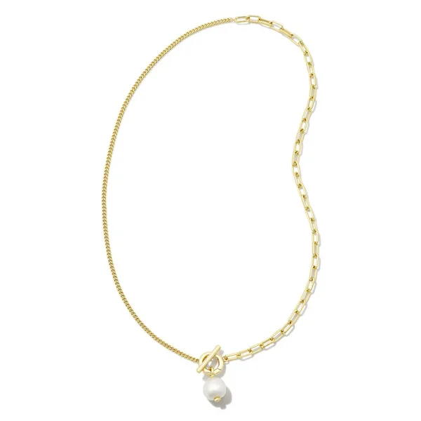 Leighton Gold Pearl Chain Necklace in White Pearl by Kendra Scott Image 2 House of Silva Wooster, OH