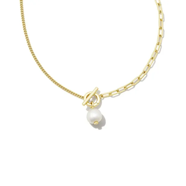 Leighton Gold Pearl Chain Necklace in White Pearl by Kendra Scott House of Silva Wooster, OH