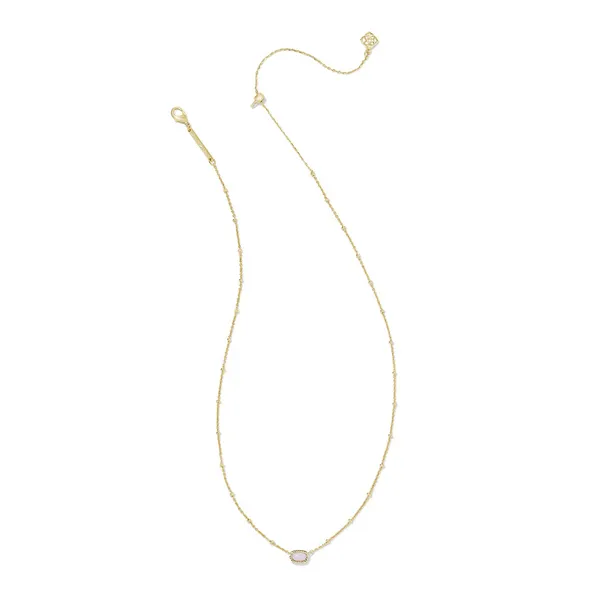 Mini Elisa Gold Satellite Short Pendant Necklace in Pink Opalite Crystal by Kendra Scott Image 2 House of Silva Wooster, OH