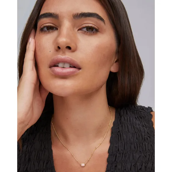 Mini Elisa Gold Satellite Short Pendant Necklace in Pink Opalite Crystal by Kendra Scott Image 3 House of Silva Wooster, OH