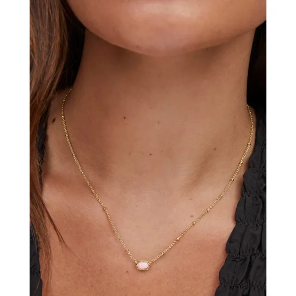 Mini Elisa Gold Satellite Short Pendant Necklace in Pink Opalite Crystal by Kendra Scott Image 4 House of Silva Wooster, OH