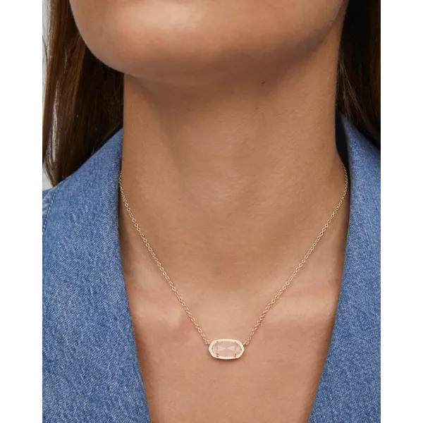 Elisa Gold Pendant Necklace with Rose Quartz by Kendra Scott Image 4 House of Silva Wooster, OH