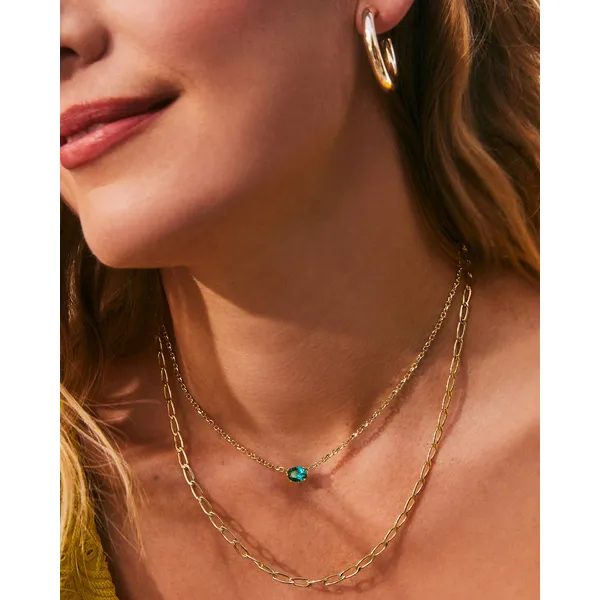 Cailin Gold Pendant Necklace in Green Crystal by Kendra Scott Image 3 House of Silva Wooster, OH