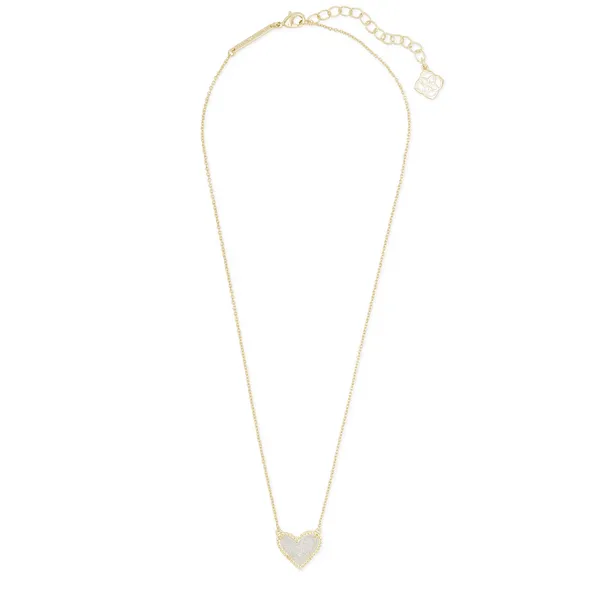 Framed Ari Heart Gold Short Pendant Necklace in Iridescent Drusy by Kendra Scott Image 2 House of Silva Wooster, OH