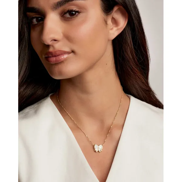Haley Gold Bow Pendant in Ivory Mother of Pearl by Kendra Scott Image 4 House of Silva Wooster, OH