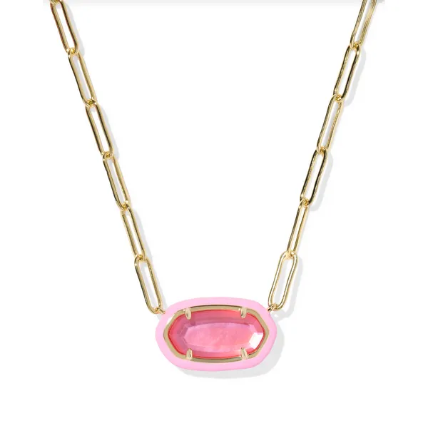 Elisa Enamel Frame Paperclip Necklace in Bright Pink Illusion by Kendra Scott House of Silva Wooster, OH