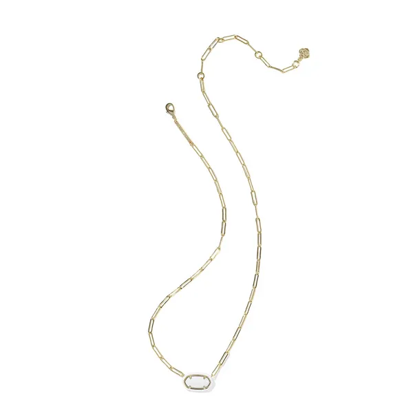Elisa Enamel Paperclip Necklace in White Mother of Pearl by Kendra Scott Image 2 House of Silva Wooster, OH