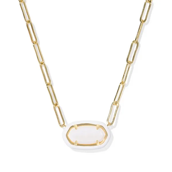 Elisa Enamel Paperclip Necklace in White Mother of Pearl by Kendra Scott House of Silva Wooster, OH