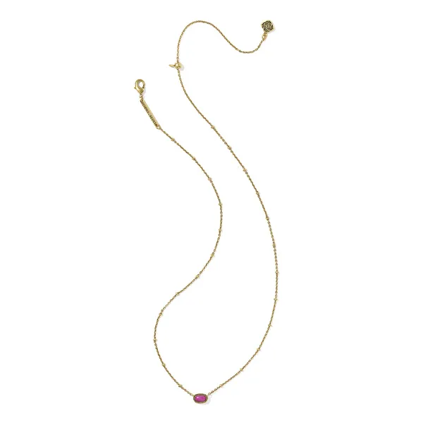 Mini Elisa Vintage Gold Satellite Necklace in Dark Fushia Variegated Magnesite by Kendra Scott Image 2 House of Silva Wooster, OH
