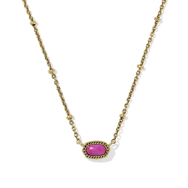 Mini Elisa Vintage Gold Satellite Necklace in Dark Fushia Variegated Magnesite by Kendra Scott House of Silva Wooster, OH