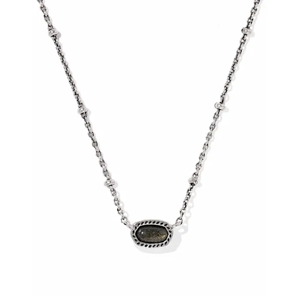 Mini Elisa Vintage Silver Satellite Necklace in Obsidian by Kendra Scott House of Silva Wooster, OH