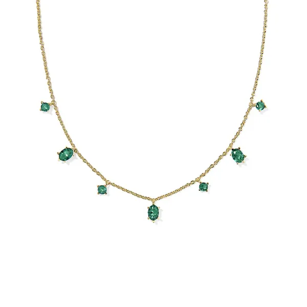 Cailin Delicate Strand Necklace in Gold with Green Crystal by Kendra Scott House of Silva Wooster, OH