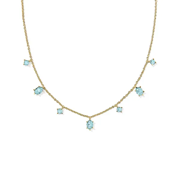 Cailin Delicate Strand Necklace in Gold with Aqua Crystal by Kendra Scott House of Silva Wooster, OH