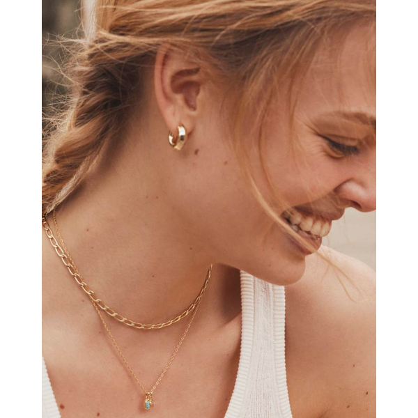 Mini Elisa Dira Necklace in Gold with Blue Lab Grown Opal by Kendra Scott Image 2 House of Silva Wooster, OH