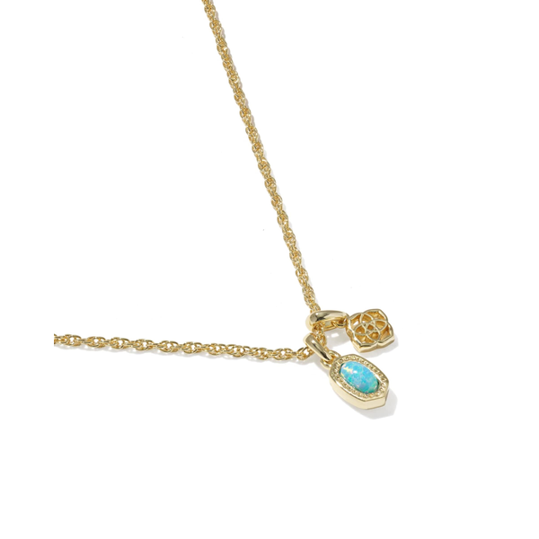 Mini Elisa Dira Necklace in Gold with Blue Lab Grown Opal by Kendra Scott Image 4 House of Silva Wooster, OH