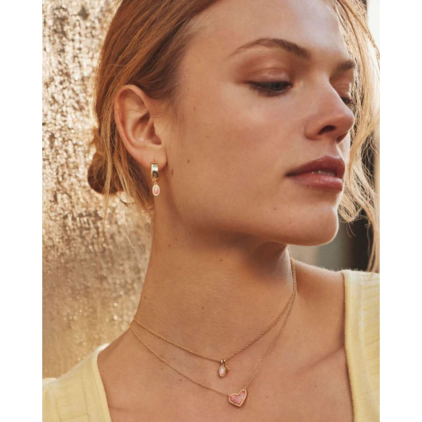 Mini Elisa Dira Necklace in Gold with Light Pink Lab Grown Opal by Kendra Scott Image 2 House of Silva Wooster, OH