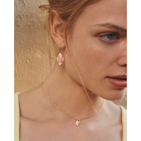 Mini Elisa Dira Necklace in Gold with Light Pink Lab Grown Opal by Kendra Scott Image 5 House of Silva Wooster, OH