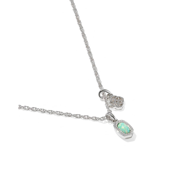 Mini Elisa Dira Necklace in Silver with Green Lab Grown Opal by Kendra Scott Image 3 House of Silva Wooster, OH