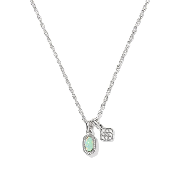 Mini Elisa Dira Necklace in Silver with Green Lab Grown Opal by Kendra Scott House of Silva Wooster, OH