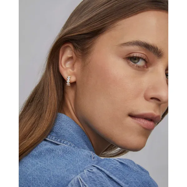 Cailin Gold Crystal Huggie Earrings in Champagne Opal Crystal by Kendra Scott Image 2 House of Silva Wooster, OH