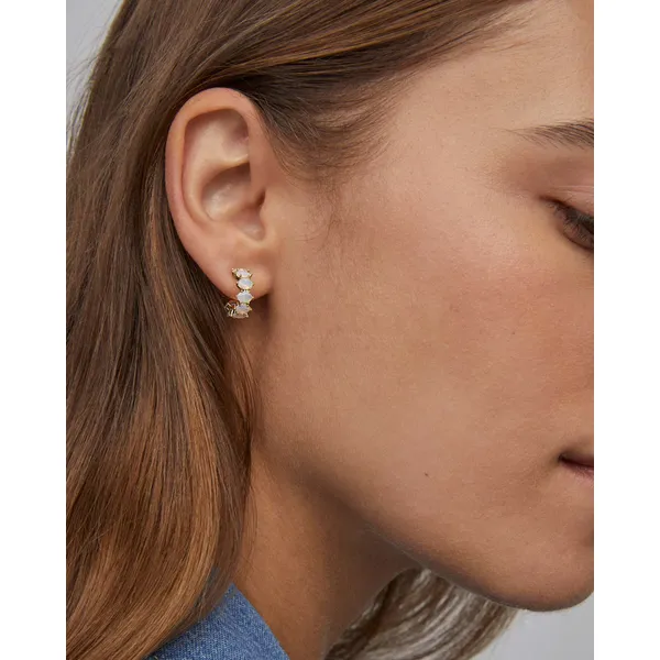 Cailin Gold Crystal Huggie Earrings in Champagne Opal Crystal by Kendra Scott Image 3 House of Silva Wooster, OH