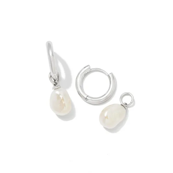 Willa Gold Pearl Huggie Earrings in White Pearl by Kendra Scott Image 2 House of Silva Wooster, OH