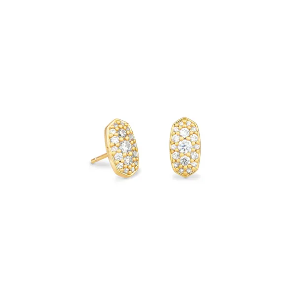 Grayson Gold Stud Earrings in White Crystal by Kendra Scott House of Silva Wooster, OH