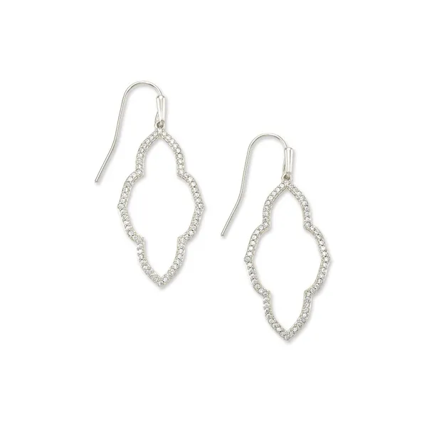 Abbie Silver Small Open Frame Earrings in White Crystal by Kendra Scott House of Silva Wooster, OH