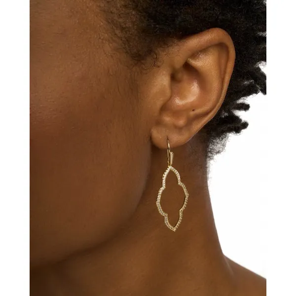 Abbie Gold Small Open Frame Earrings in White Crystal by Kendra Scott Image 2 House of Silva Wooster, OH