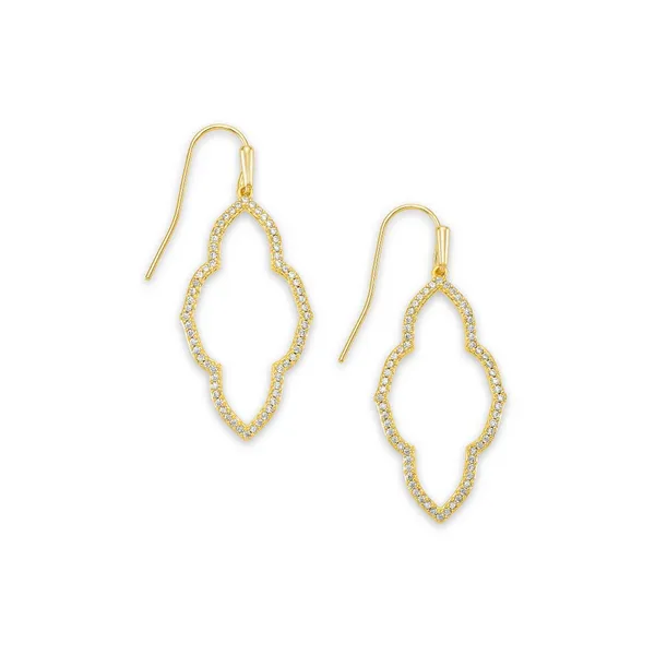Abbie Gold Small Open Frame Earrings in White Crystal by Kendra Scott House of Silva Wooster, OH
