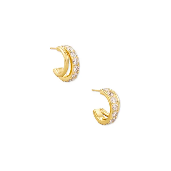 Livy Gold Huggies in White Crystal by Kendra Scott House of Silva Wooster, OH