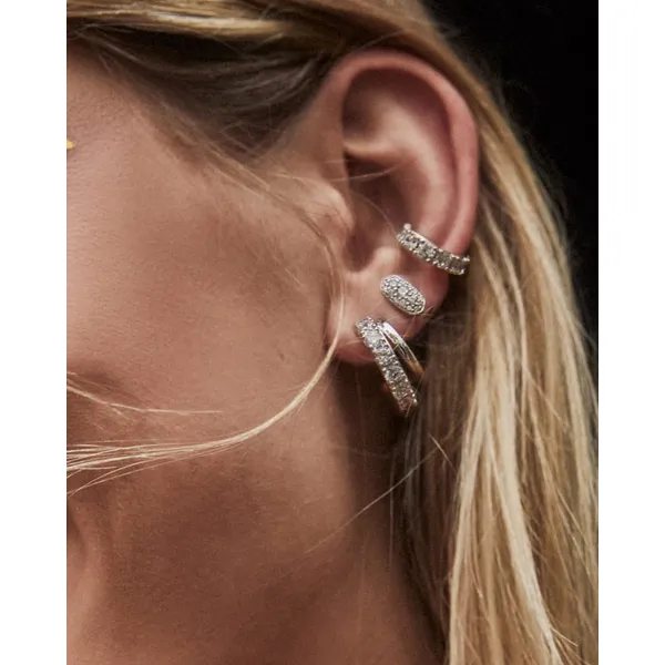 Grayson Silver Stud Earrings in White Crystal by Kendra Scott Image 2 House of Silva Wooster, OH
