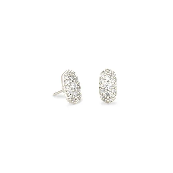 Grayson Silver Stud Earrings in White Crystal by Kendra Scott House of Silva Wooster, OH