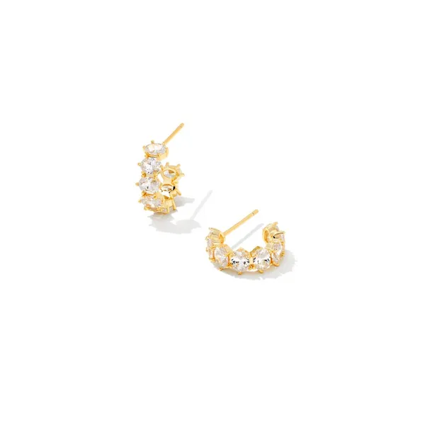 Cailin Gold Crystal Hoop Earrings in White Crystal by Kendra Scott House of Silva Wooster, OH