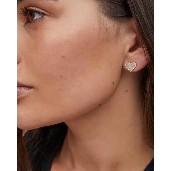 Framed Ari Heart Gold Studs in Iridescent Drusy by Kendra Scott Image 3 House of Silva Wooster, OH