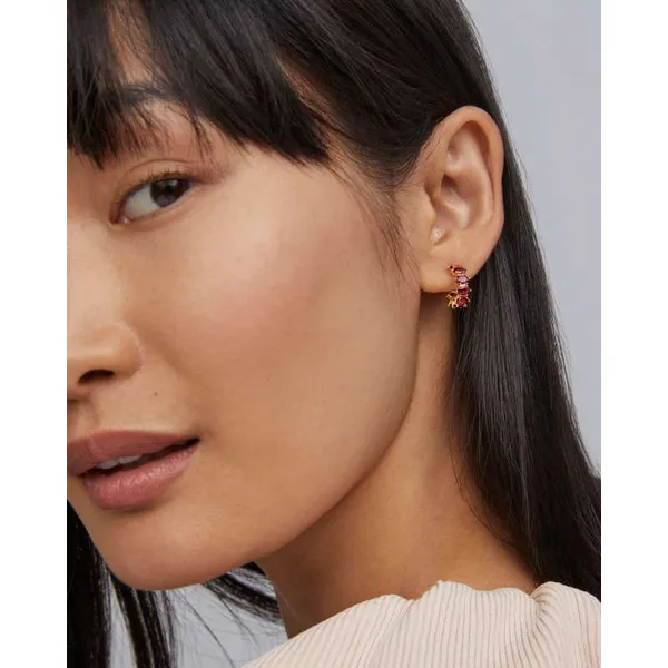 Cailin Gold Crystal Huggie Earrings in Red Crystal by Kendra Scott Image 2 House of Silva Wooster, OH