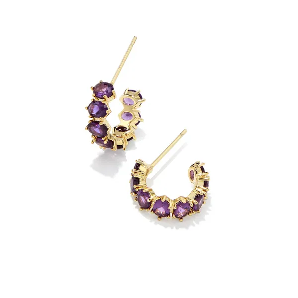 Cailin Gold Crystal Huggie Earrings in Purple Crystal by Kendra Scott House of Silva Wooster, OH