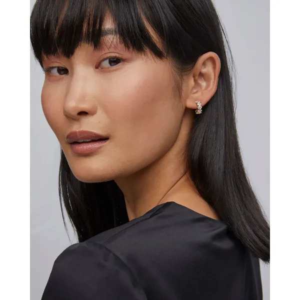Cailin Gold Crystal Huggie Earrings in White Crystal by Kendra Scott Image 2 House of Silva Wooster, OH