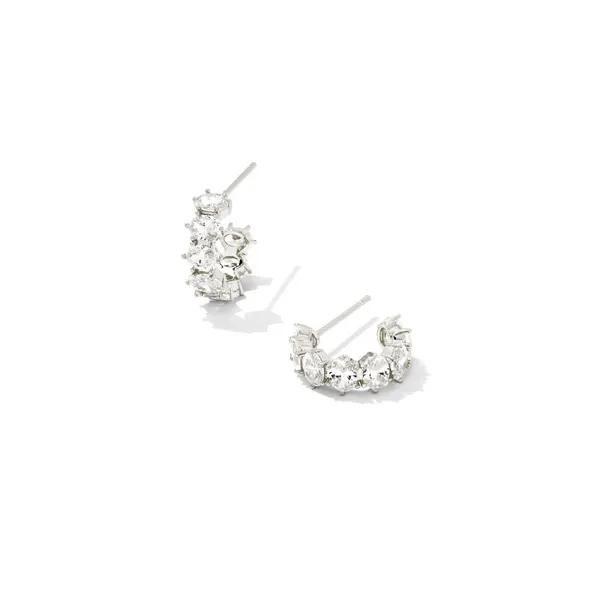 Cailin Silver Crystal Huggie Earrings in White Crystal by Kendra Scott House of Silva Wooster, OH