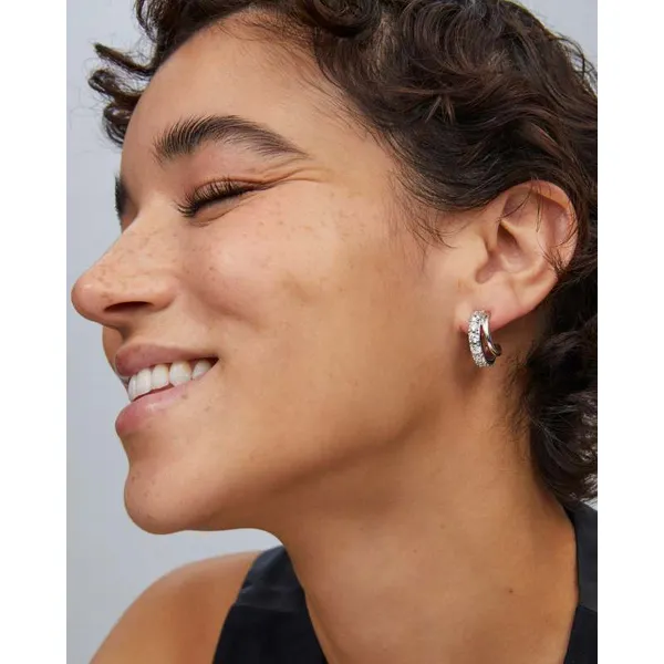 Livy Silver Huggies in White Crystal by Kendra Scott Image 4 House of Silva Wooster, OH