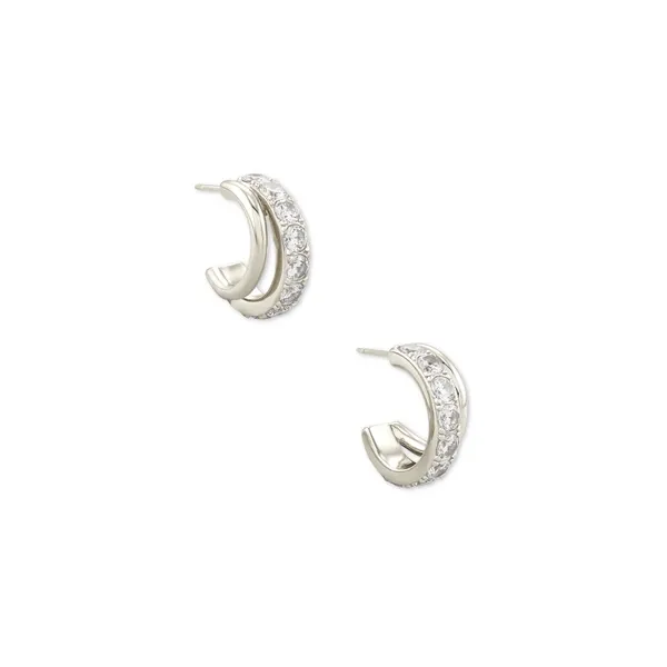 Livy Silver Huggies in White Crystal by Kendra Scott House of Silva Wooster, OH