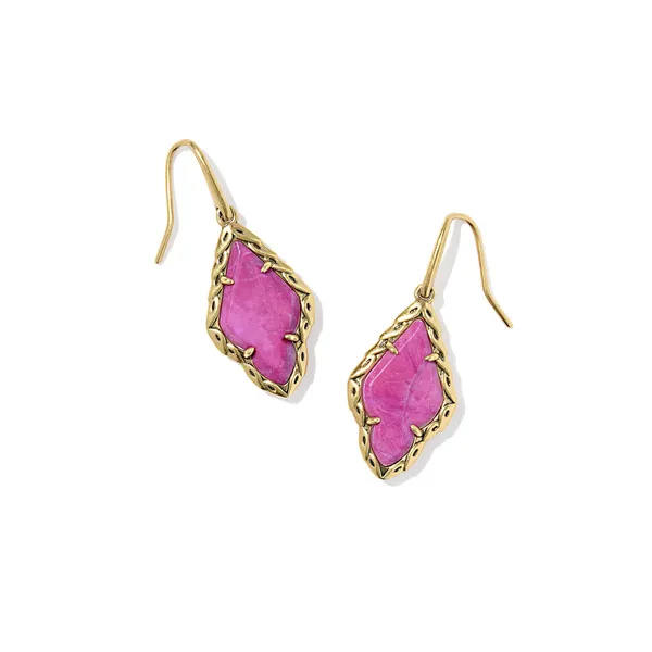 Adeline Vintage Gold Drop Earrings in Dark Fuschia Variegated Magnesite by Kendra Scott House of Silva Wooster, OH