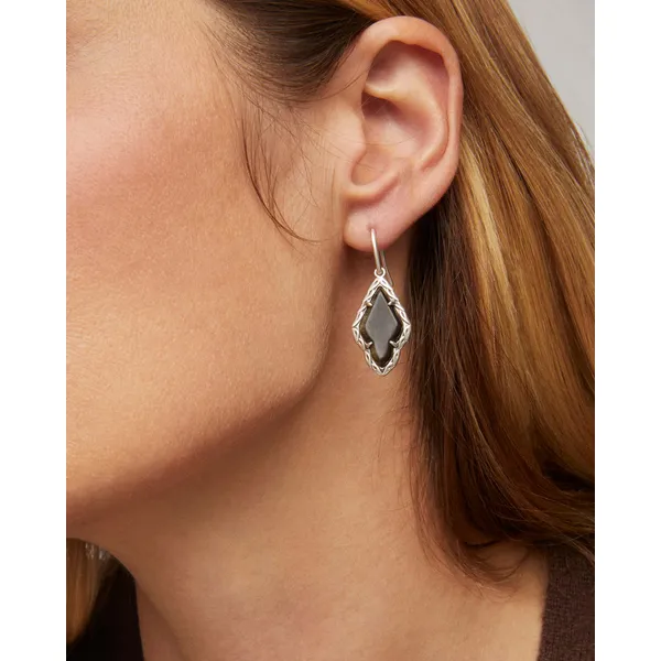 Adeline Vintage Silver Drop Earrings with Obsidian by Kendra Scott Image 2 House of Silva Wooster, OH