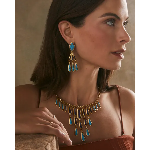 Adeline Vintage Gold Statement Earrings in Blue Mix by Kendra Scott Image 2 House of Silva Wooster, OH