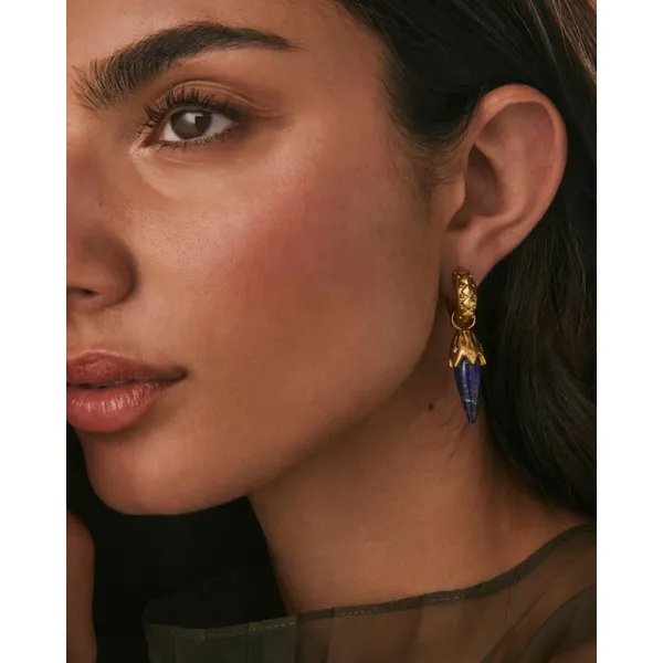 Catherine Vintage Gold Huggie Earrings with Blue Lapis by Kendra Scott Image 2 House of Silva Wooster, OH