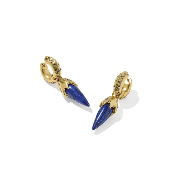 Catherine Vintage Gold Huggie Earrings with Blue Lapis by Kendra Scott House of Silva Wooster, OH