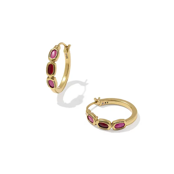 Mini Elisa Vintage Gold Hoop Earrings in Pink Mix by Kendra Scott House of Silva Wooster, OH