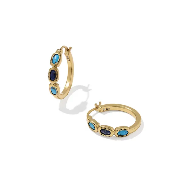 Mini Elisa Vintage Gold Hoop Earring in Blue Mix by Kendra Scott House of Silva Wooster, OH