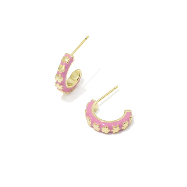 Jane Huggie Hoop Earrings in Dark Pink Enamel by Kendra Scott Image 3 House of Silva Wooster, OH