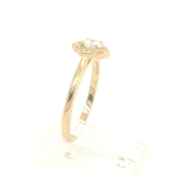 14K Yellow Gold Fancy Petal Diamond Halo Ring 0.04 Ctw featuring a 0.35ct round brilliant diamond Color: G Clarity: SI1 Image 2 Hudson Valley Goldsmith New Paltz, NY